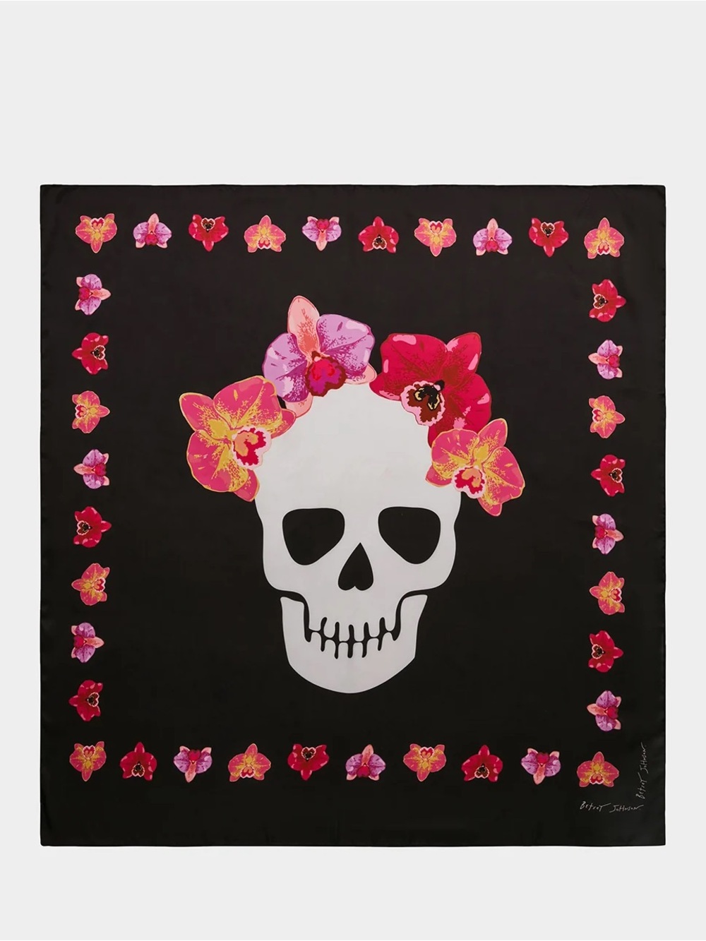 Betsey Johnson FLORAL SKULL SQUARE SCARF NEW WITH TAGS NWT 35” x 35”